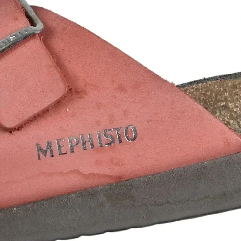 Mephisto Hester Cork Sandal Leather Adjustable Straps Red/Orange Size 37 US 7 - Picture 14 of 14
